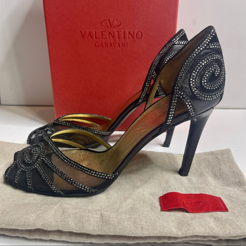 Valentino Diamante Netting D'Orsay Pump - Picture 2 of 11
